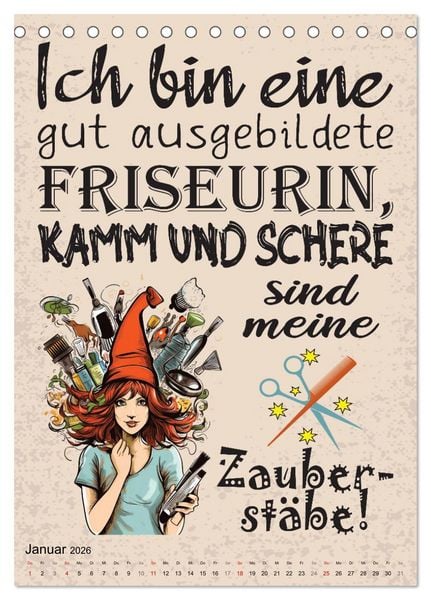 Produktbild: Haarige Friseurspr&uuml;che (Tischkalender 2026 DIN A5 hoch), CALVENDO Monatskalender