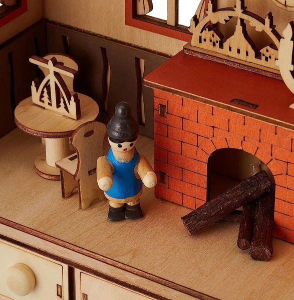 Produktbild: Small foot 10546 - Adventskalender Puppenstube mit 24 Schubladen, mit Beleuchtung, Holz, H&ouml;he 38cm