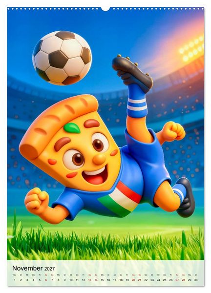 Produktbild: Food‑Fu&szlig;baller - Lustiger kulinarischer Fu&szlig;ballspa&szlig; (hochwertiger Premium Wandkalender 2027 DIN A2 hoch), Kunstdruck in Hochglanz