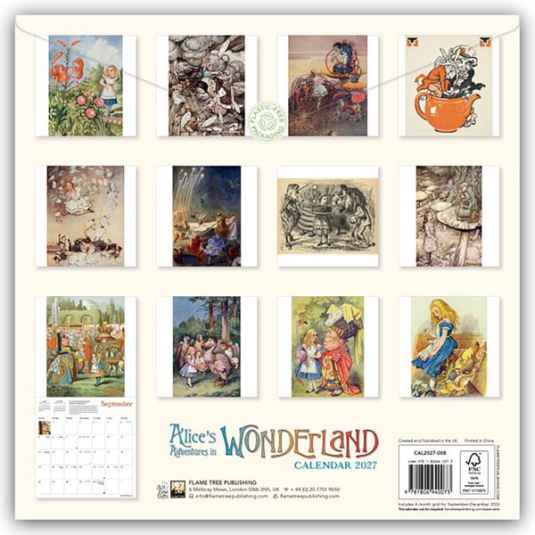 Produktbild: Alice in Wonderland &ndash; Alice im Wunderland 2027 &ndash; Original Flame Tree Publishing-Kalender [Kalender]