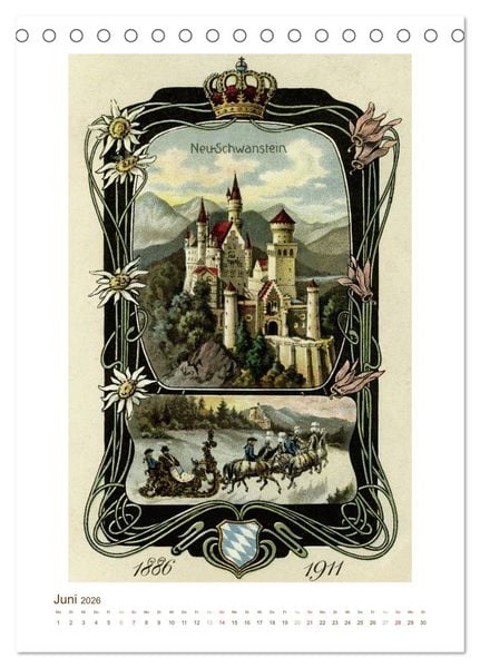 Produktbild: Ludwig II. von Bayern: Historische Illustrationen und Stiche (Tischkalender 2026 DIN A5 hoch), CALVENDO Monatskalender