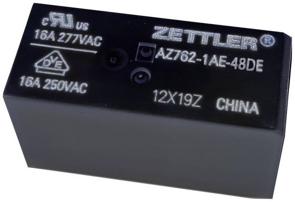 Produktbild: Zettler Electronics AZ762-1AE-48DE Printrelais 48 V/DC 16A 1 Schlie&szlig;er 1St.