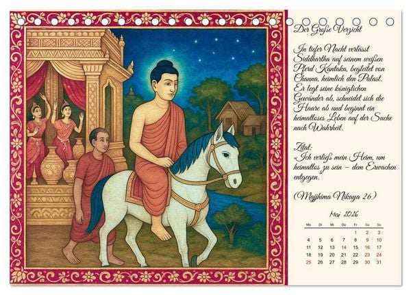 Produktbild: Siddhartas Pfad zum Buddha (Tischkalender 2026 DIN A5 quer), CALVENDO Monatskalender