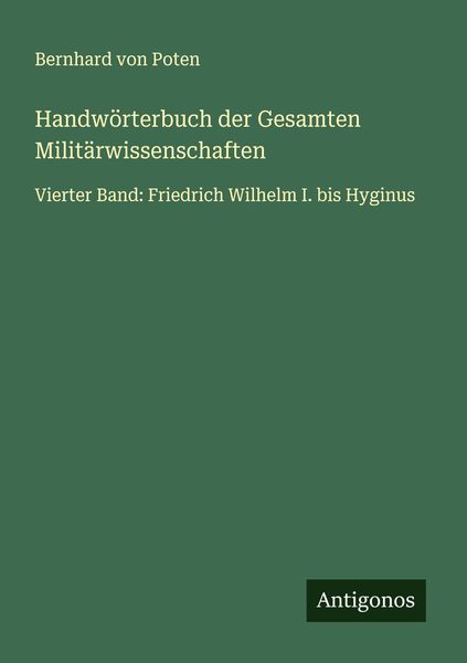 Produktbild: Handw&ouml;rterbuch der Gesamten Milit&auml;rwissenschaften