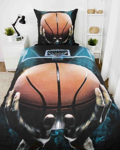Produktbild: Young Collection 4459233050 - Basketball Bettw&auml;sche, 80x80 cm + 135x200 cm, 100% Baumwolle