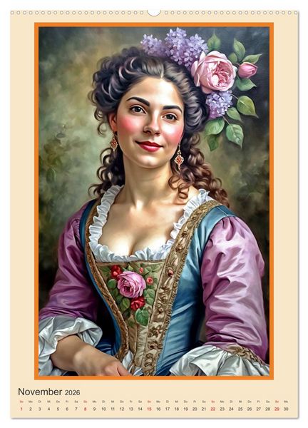 Produktbild: Portr&auml;tgalerie, Frauen in Barockkost&uuml;men (hochwertiger Premium Wandkalender 2026 DIN A2 hoch), Kunstdruck in Hochglanz
