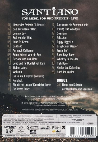 Produktbild: Santiano - Von Liebe, Tod und Freiheit - Live