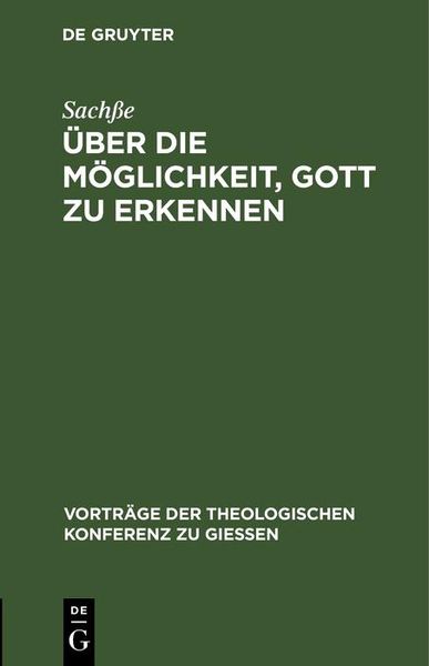 Produktbild: &Uuml;ber die M&ouml;glichkeit, Gott zu erkennen