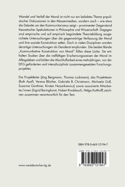 Produktbild: Kommunikative Konstruktion von Moral