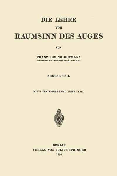 Produktbild: Die Lehre vom Raumsinn des Auges
