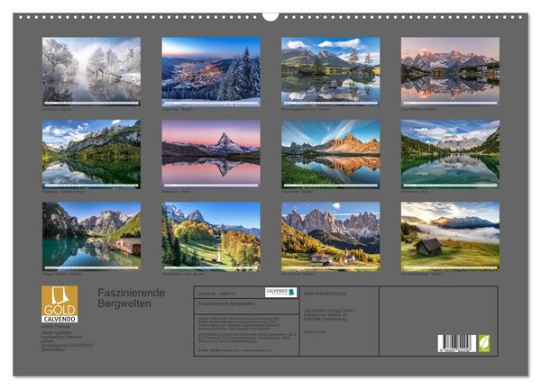 Produktbild: Faszinierende Bergwelten (Wandkalender 2026 DIN A2 quer), CALVENDO Monatskalender