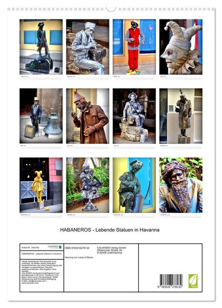 Produktbild: HABANEROS - Lebende Statuen in Havanna (hochwertiger Premium Wandkalender 2026 DIN A2 hoch), Kunstdruck in Hochglanz