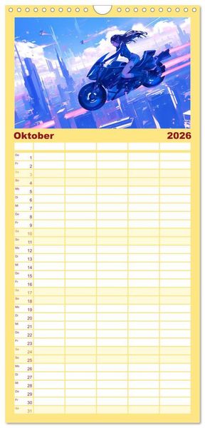 Produktbild: Familienplaner 2026 - Die Zukunft wird richtig cool mit 5 Spalten (Wandkalender, 21 x 45 cm) CALVENDO