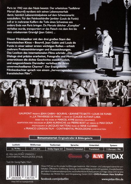 Produktbild: Zwei Mann, ein Schwein und die Nacht von Paris (La travers&eacute;e de Paris) - Remastered Edition / Preisgekr&ouml;nter Filmklassiker mit absoluter Starbesetzung (Pidax Film-Klassiker)