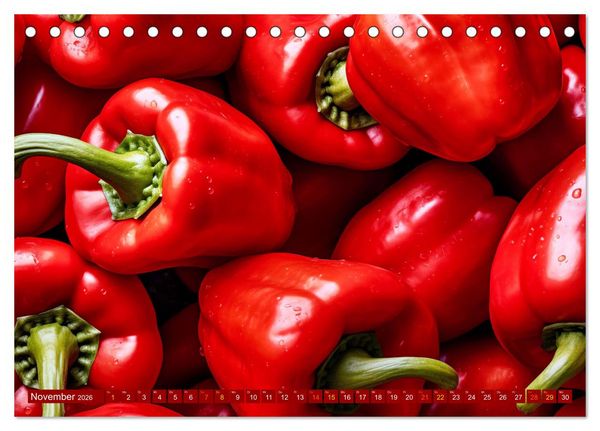 Produktbild: ROT - Gem&uuml;se und Obst - Voller Power (Tischkalender 2026 DIN A5 quer), CALVENDO Monatskalender