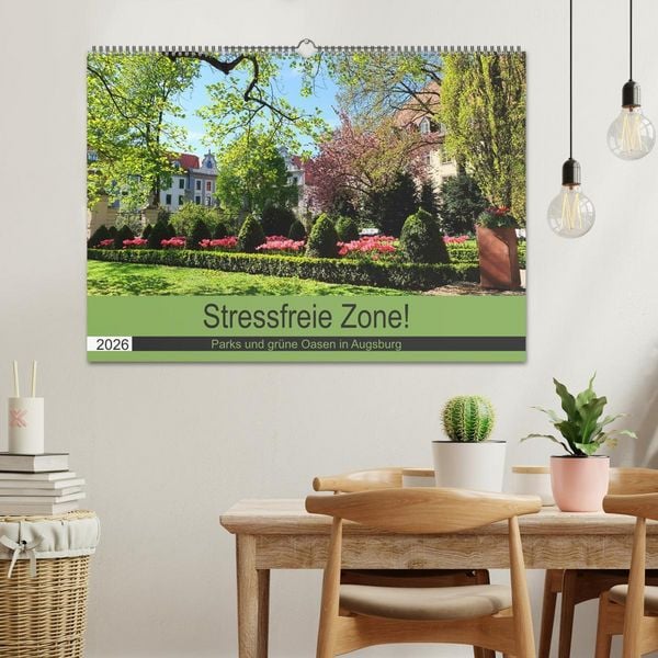 Produktbild: Stressfreie Zone! Parks und gr&uuml;ne Oasen in Augsburg (Wandkalender 2026 DIN A2 quer), CALVENDO Monatskalender