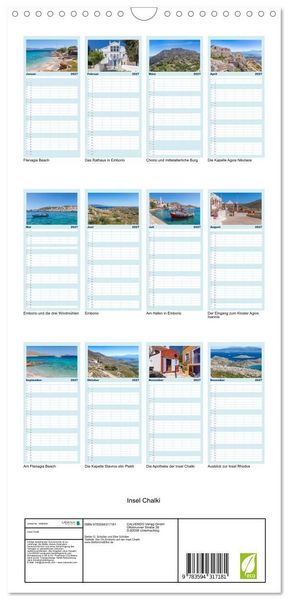 Produktbild: Familienplaner 2027 - Insel Chalki mit 5 Spalten (Wandkalender, 21 x 45 cm) CALVENDO