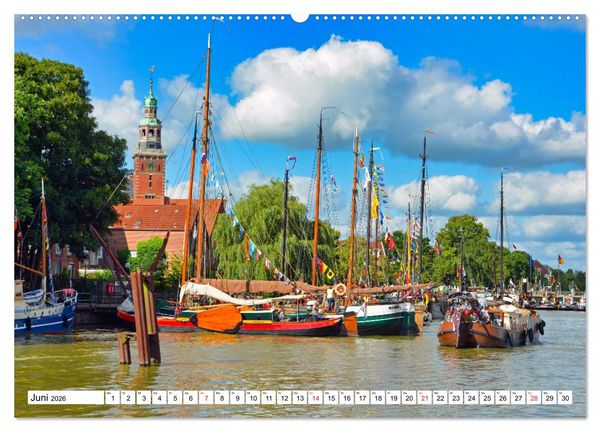 Produktbild: Leer - Perle Ostfrieslands (hochwertiger Premium Wandkalender 2026 DIN A2 quer), Kunstdruck in Hochglanz