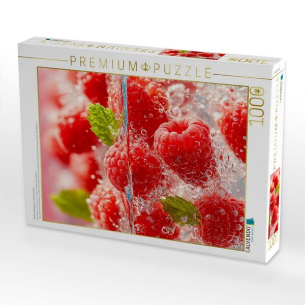 Produktbild: CALVENDO Puzzle Frische Himbeeren mit Eisw&uuml;rfeln | 1000 Teile Lege-Gr&ouml;&szlig;e 64x48cm Foto-Puzzle f&uuml;r gl&uuml;ckliche Stunden