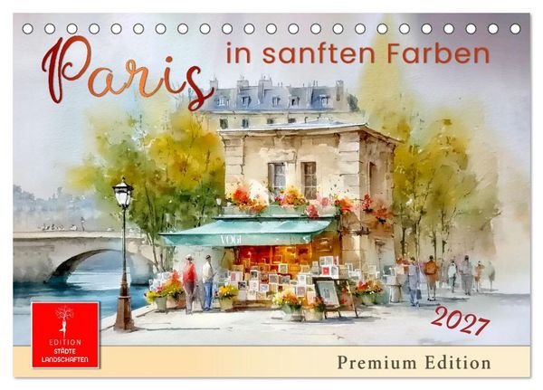 Produktbild: Paris in sanften Farben (Tischkalender 2027 DIN A5 quer), CALVENDO Monatskalender