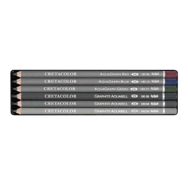 Produktbild: Cretacolor K&uuml;nstlerstifte Aquarellgraphit Pocket Set, 6er Metalletui