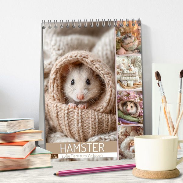 Produktbild: Hamster - s&uuml;&szlig;e Tiere zum Verlieben (Tischkalender 2026 DIN A5 hoch), CALVENDO Monatskalender