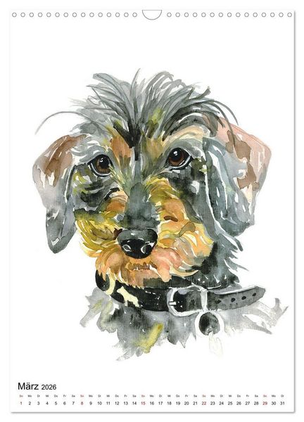 Produktbild: Hunde Portr&auml;ts in Aquarell (Wandkalender 2026 DIN A3 hoch), CALVENDO Monatskalender
