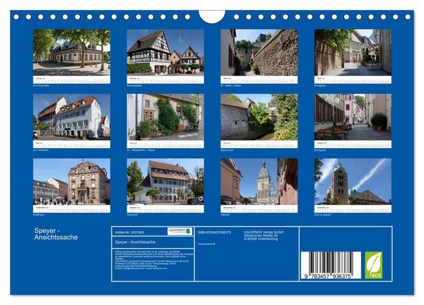 Produktbild: Speyer - Ansichtssache (Wandkalender 2026 DIN A4 quer), CALVENDO Monatskalender