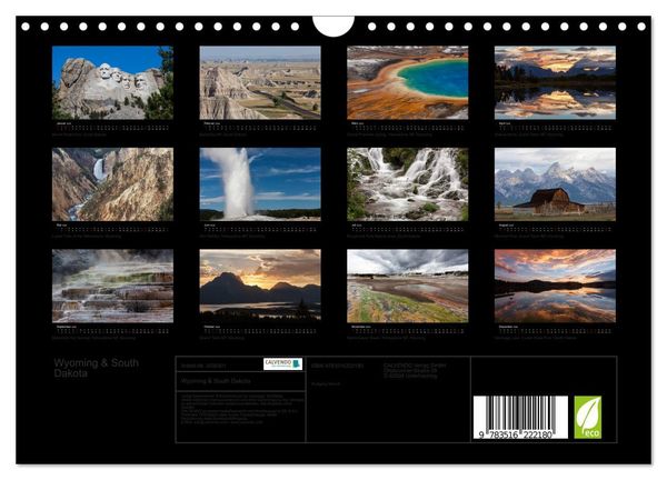Produktbild: Wyoming & South Dakota (Wandkalender 2026 DIN A4 quer), CALVENDO Monatskalender