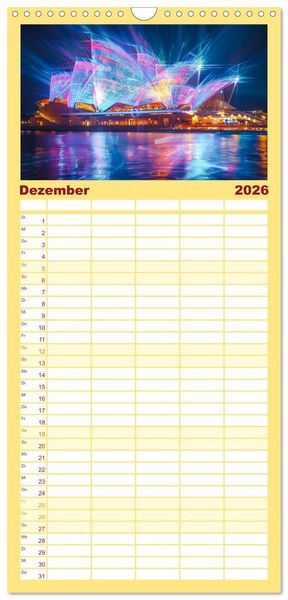 Produktbild: Familienplaner 2026 - Ber&uuml;hmte Wahrzeichen mit 5 Spalten (Wandkalender, 21 x 45 cm) CALVENDO