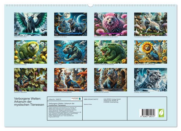 Produktbild: Verborgene Welten: Arkanum der mystischen Tierwesen (hochwertiger Premium Wandkalender 2026 DIN A2 quer), Kunstdruck in Hochglanz