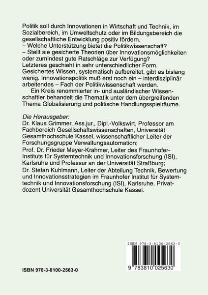 Produktbild: Innovationspolitik in globalisierten Arenen