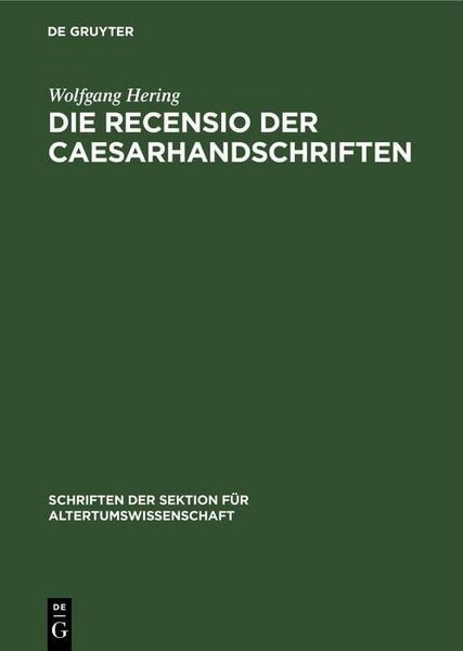 Produktbild: Die Recensio der Caesarhandschriften
