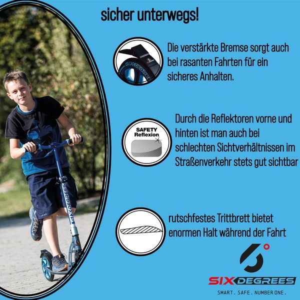 Produktbild: SIX DEGREES Alu Scooter Junior 145 blau
