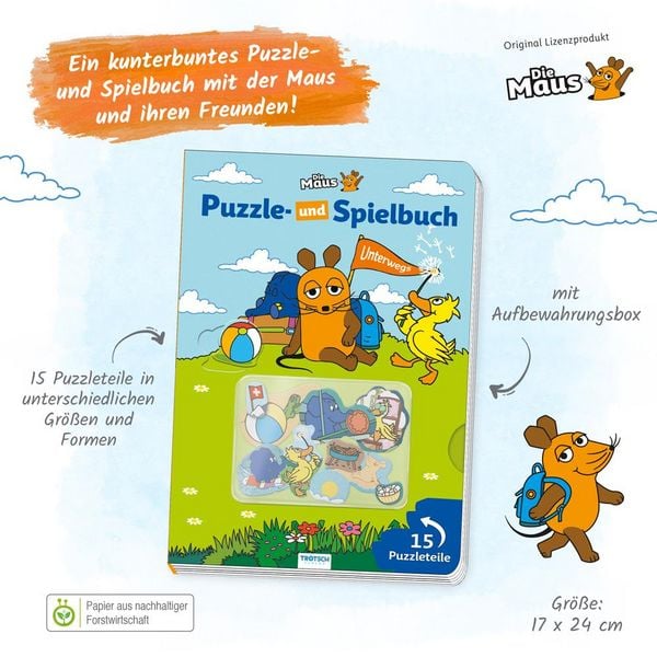 Produktbild: Tr&ouml;tsch Die Maus Puzzle- und Spielbuch