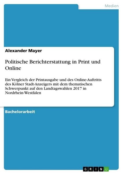 Produktbild: Politische Berichterstattung in Print und Online