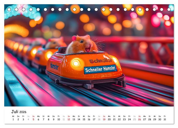 Produktbild: Hamster im Freizeitpark - Lustiger Kalender mit Jahrmarkt-Motiven (Tischkalender 2026 DIN A5 quer), CALVENDO Monatskalender