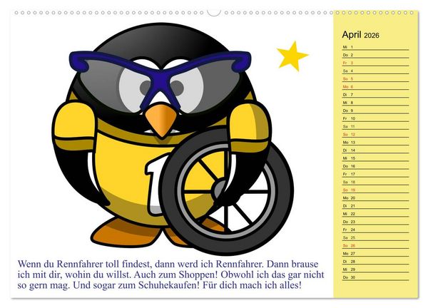 Produktbild: Pinguin-Elfe (hochwertiger Premium Wandkalender 2026 DIN A2 quer), Kunstdruck in Hochglanz