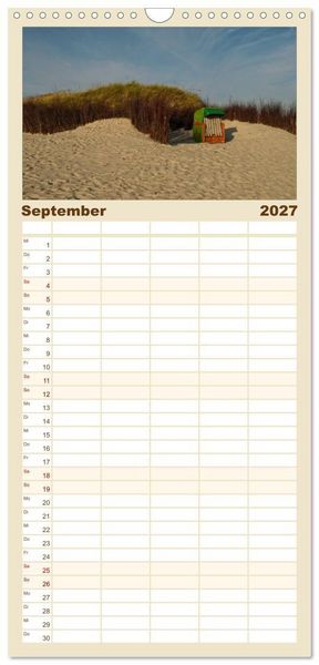 Produktbild: Familienplaner 2027 - Helgoland und die D&uuml;ne mit 5 Spalten (Wandkalender, 21 x 45 cm) CALVENDO