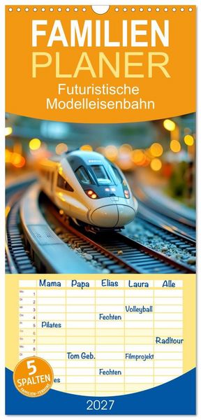Produktbild: Familienplaner 2027 - Futuristische Modelleisenbahn mit 5 Spalten (Wandkalender, 21 x 45 cm) CALVENDO