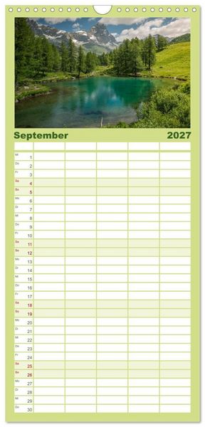 Produktbild: Familienplaner 2027 - Natur im Aostatal mit 5 Spalten (Wandkalender, 21 x 45 cm) CALVENDO