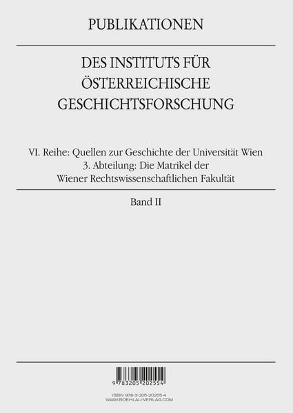 Produktbild: Die Matrikel der Wiener Rechtswissenschaftlichen Fakult&auml;t