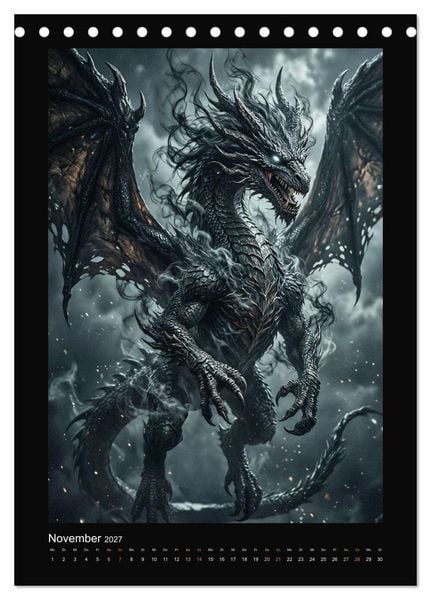 Produktbild: Drachen - Magische Herrscher, Dark‑Fantasy Wandkalender (Tischkalender 2027 DIN A5 hoch), CALVENDO Monatskalender