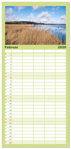 Produktbild: Familienplaner 2026 - Die Schlei - Segelrevier und Naherholungsgebiet mit 5 Spalten (Wandkalender, 21 x 45 cm) CALVENDO