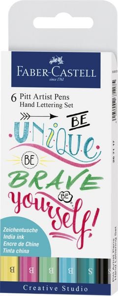 Produktbild: Faber-Castell Tuschestifte Pitt Artist Pens Hand Lettering, Pastell, 6er Etui