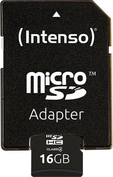 Produktbild: Intenso 16 GB Micro SDHC-Card microSDHC-Karte 16 GB Class 4 inkl. SD-Adapter