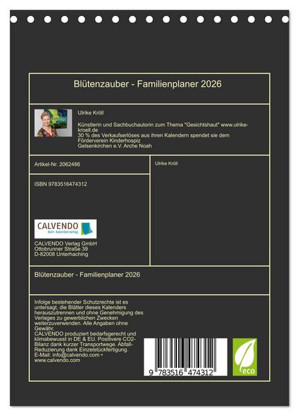 Produktbild: Bl&uuml;tenzauber - Familienplaner 2026 (Tischkalender 2026 DIN A5 hoch), CALVENDO Monatskalender