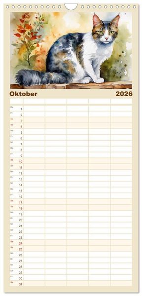 Produktbild: Familienplaner 2026 - Samtpfoten im Portrait mit 5 Spalten (Wandkalender, 21 x 45 cm) CALVENDO