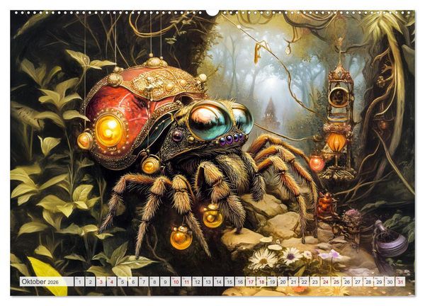 Produktbild: Magische Wesen im Zauberland - Fantasie-Tiere im Steampunk-Kalender (hochwertiger Premium Wandkalender 2026 DIN A2 quer), Kunstdruck in Hochglanz