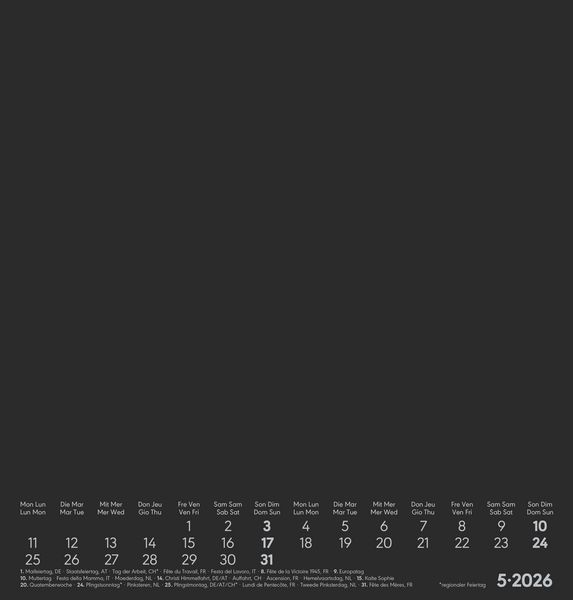 Produktbild: Kreativ-Kalender schwarz 2026 - 21x22 cm - Foto, Malen, Basteln - datiert - Kreativkalender - Foto-Kalender - Alpha Edition